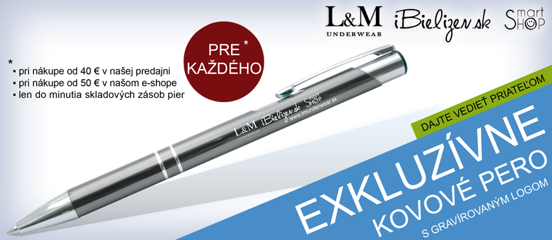 Exkluzívne kovové pero s gravírovaným logom L&M UNDERWEAR pre každého